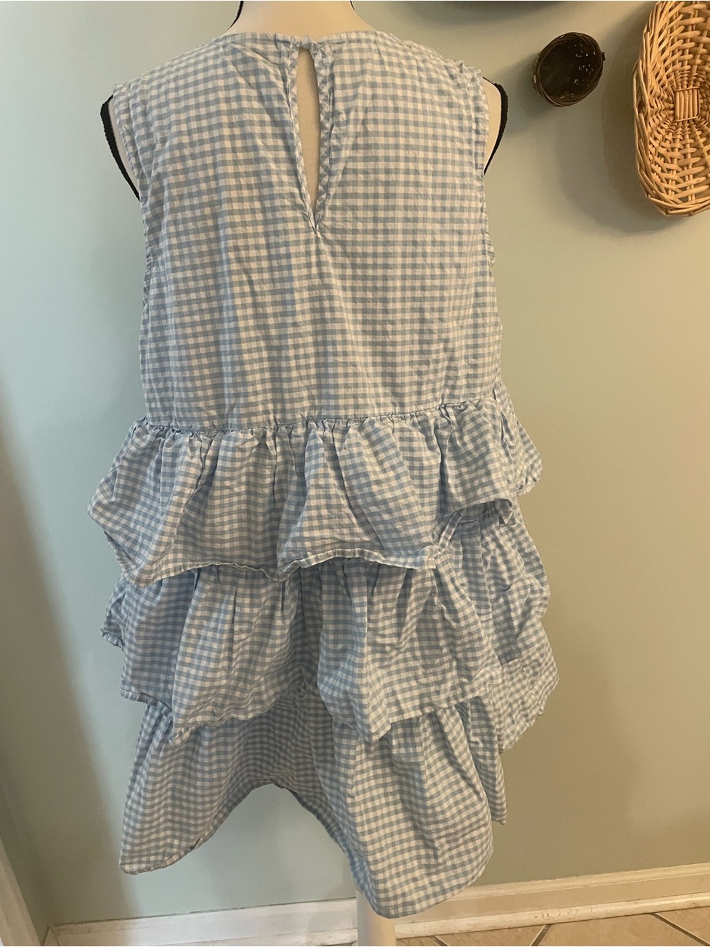 Who What Wear Light Blue Gingham Tiered Ruffle Dress - Picture 2 of 4
